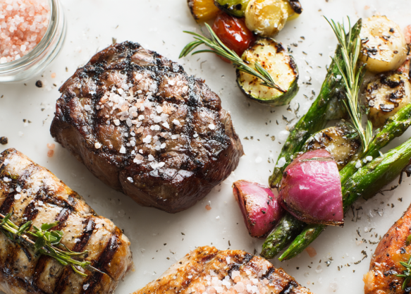 Carne y sal para parrilla